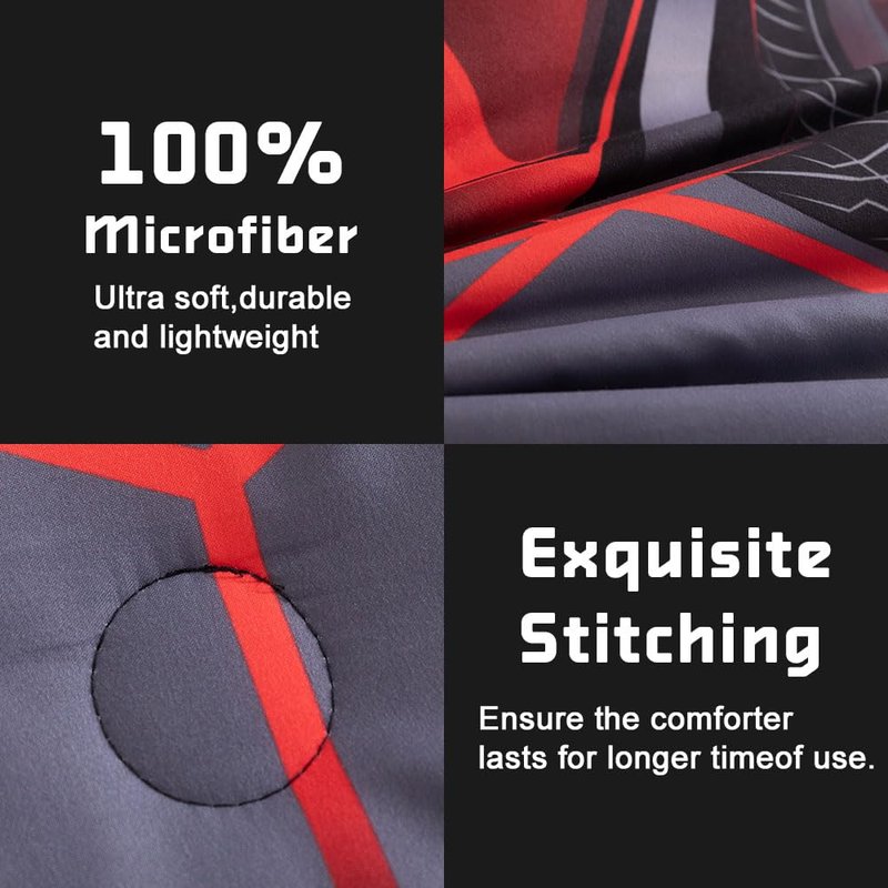 Podol 3 Pieces Race Car Comforter Set Full Size Red Sports Car Bedding Sets for Boy 3D Geometric Bed in a Bag Kids Extreme Sports Theme Quilt Set