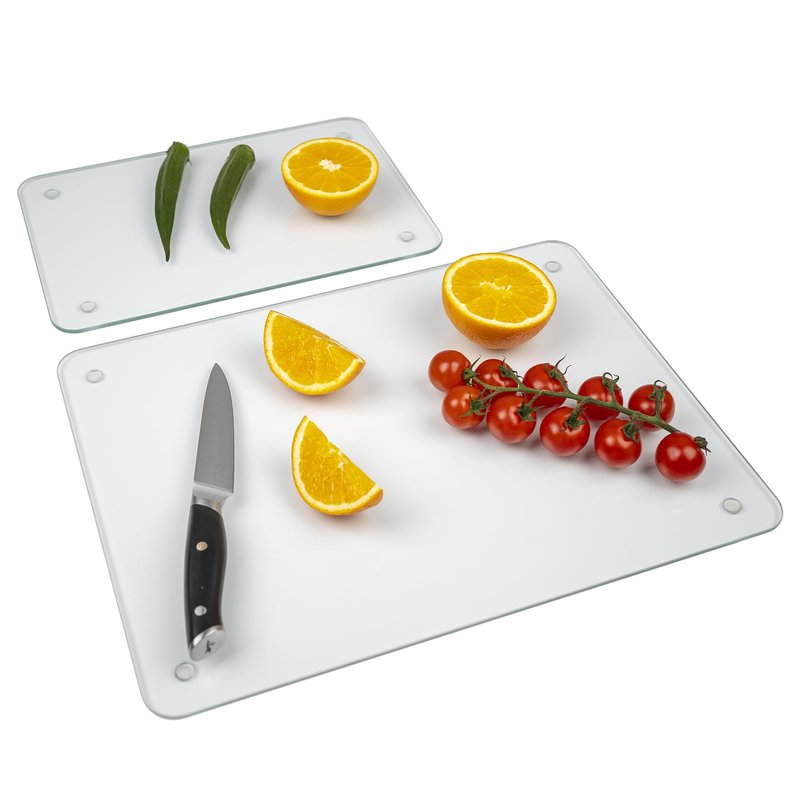 Tempered Glass Cutting Board for Kitchen, 18 x 24 Inch Clear Cutting Board with Non-Slip Feet for Countertop, Dishwasher Safe, Rounded Corner Board, Shatter, Heat & Scratch Resistant-Clear