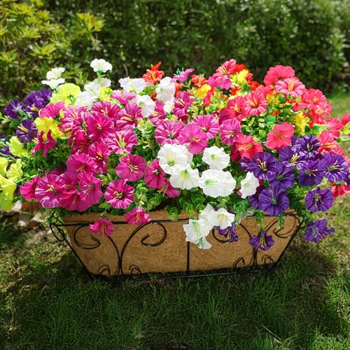 Outdoor Artificial Morning Glory Flowers - 12 Bundles UV Resistant Faux Plants