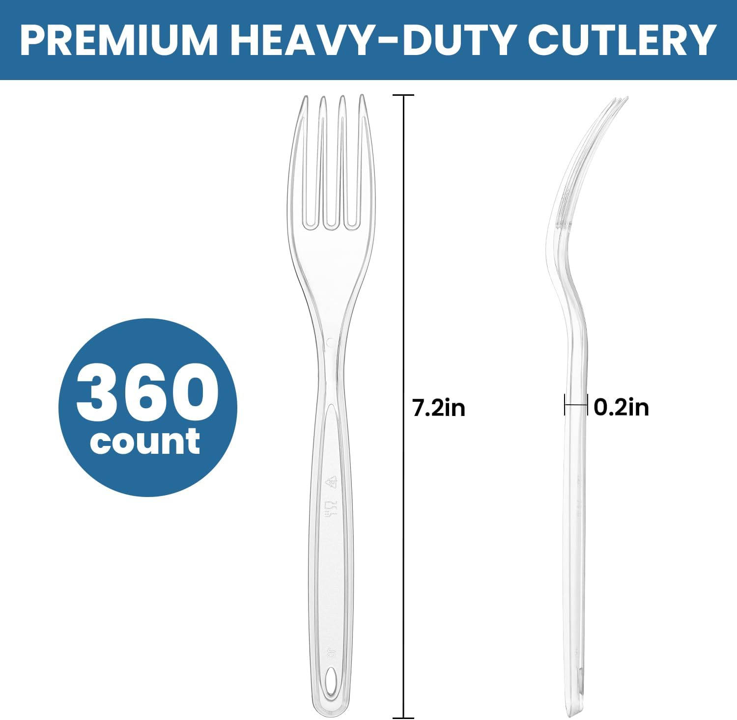 Skiennix Clear Plastic Utensils - 360 Heavy-Duty Disposable Forks | Bulk Silverware for Parties