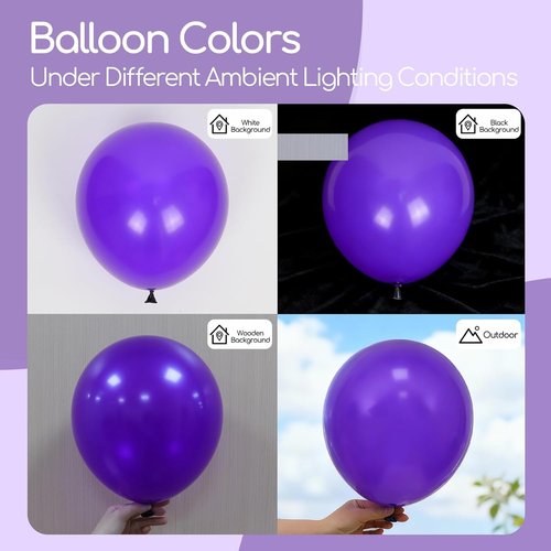 Dark Purple Balloons by [Brand Name] - 120-Piece Balloon Arch Kit for Graduation, Birthday & Baby Shower Decor
