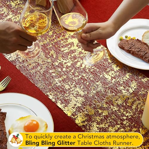 Gold Sequin Table Runner 1PC 100FT Christmas Holiday Wedding Party Decor