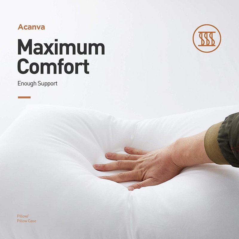 Acanva Basic Bed Pillow Soft Rest Cushion Stuffer for Sleeping, Queen, White 4 Count