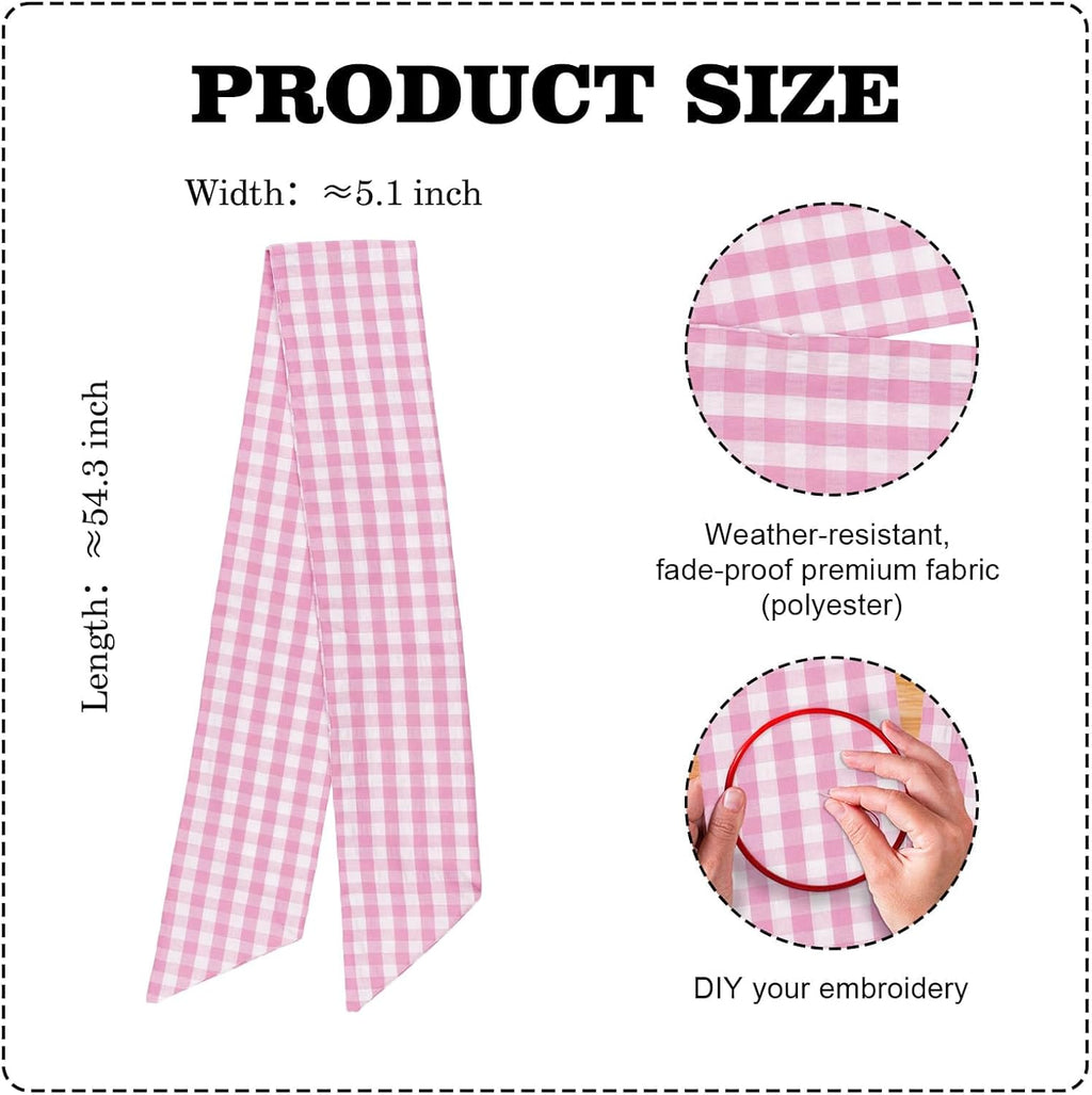 Skiennix Pink Plaid Wreath Sash - Versatile Front Door Decoration for Weddings & Holidays | Indoor/Outdoor Farmhouse Decor