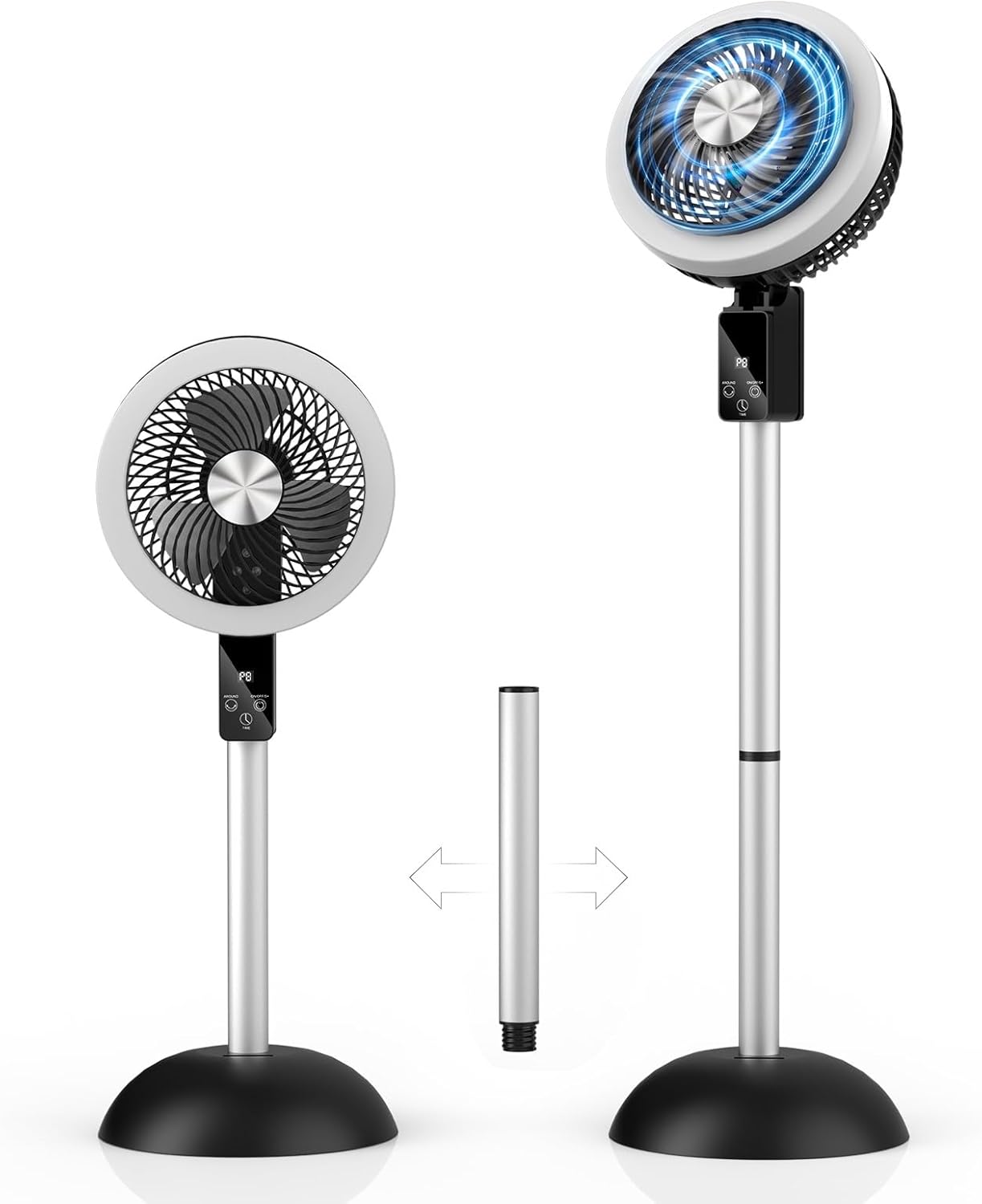 Skiennix Portable Standing Fan - 10000mAh Rechargeable Battery | 90°+120° Oscillation, 8 Speeds, Adjustable Height