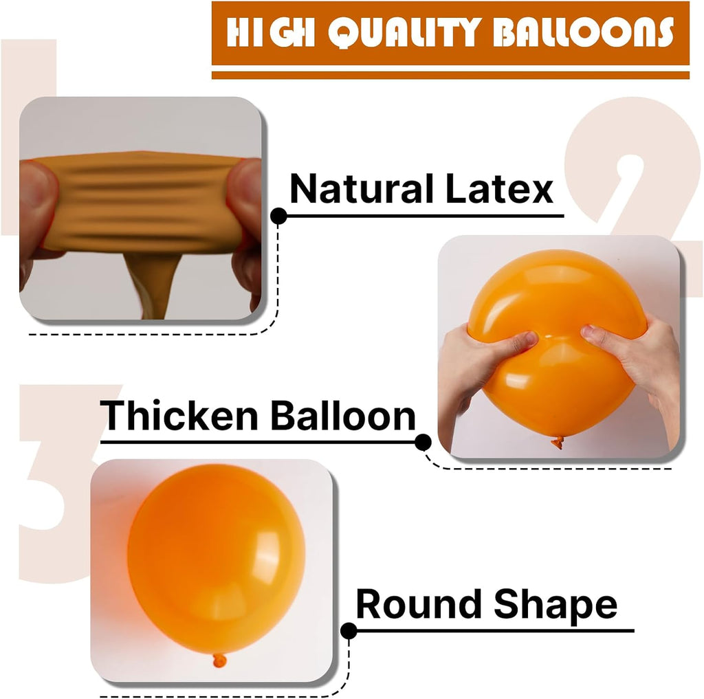 PartyWoo Burnt Orange Balloons - 120pcs in Various Sizes for Autumn Boho Party Decor | Perfect for Thanksgiving & Halloween