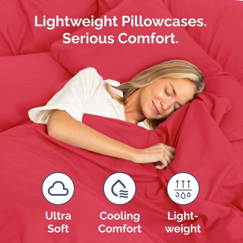 King Pillow Cases by [Brand Name] - Ultra Soft Hotel Quality Covers | Comfy, Cooling & Wrinkle-Free - 2 Piece Set in Red