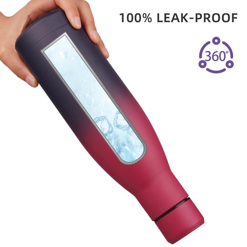 BJPKPK Insulated Water Bottle 17oz Stainless Steel Water Bottles Diashwasher Safe Reusable Metal Thermal Keep Cold and Hot,Charming Black Red