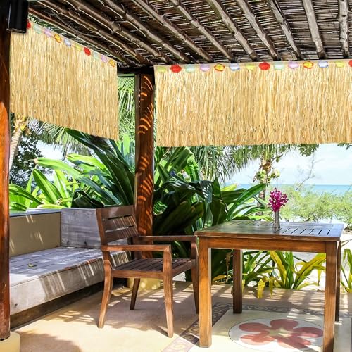 Hawaiian Luau Grass Table Skirt for Tropical Party Decorations (9ft x 29.5 in)