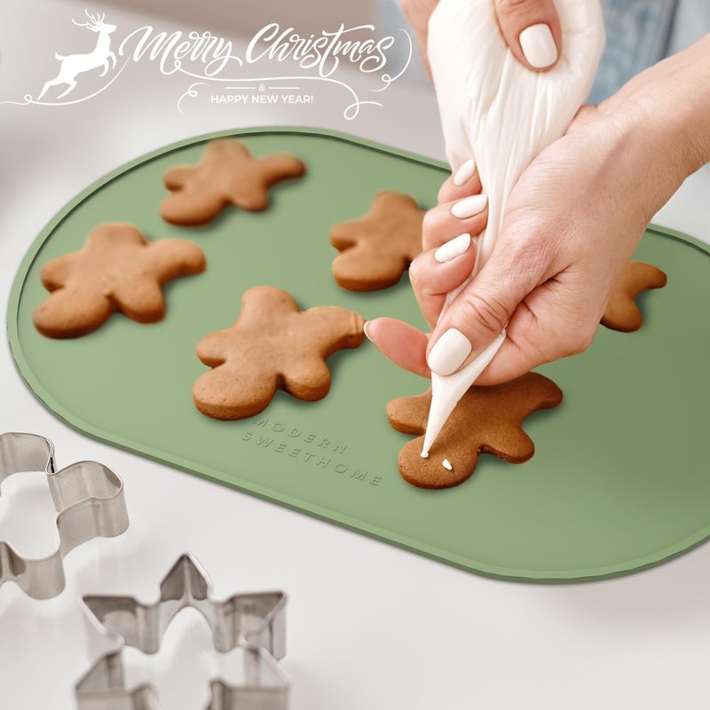 Silicone Placemats, Food Grade Non Slip Waterproof, Dining, Stain Resistant, Countertop Protector Kitchen Counter Mat with High Edge, Heat Resistant, Baking Mat Dishwasher Safe (15.6"x10.4"-2Pack)