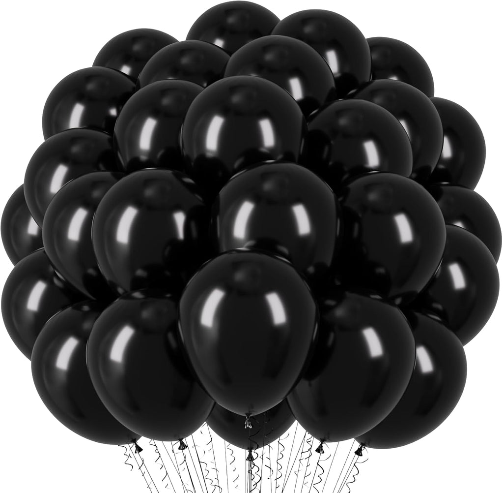 Voircoloria Black Balloons - 12-Inch Latex Balloons | 66-Pack for Graduation, Weddings & Parties