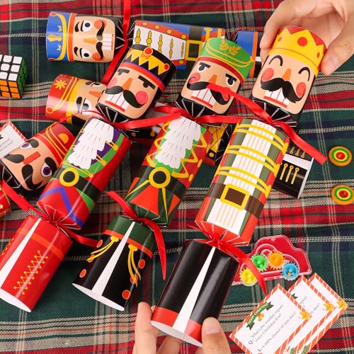 Envotek 12 Pack Nutcracker Christmas No-Snap Party Favors with Hats & Surprises
