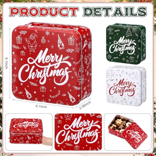 Qunclay 12 Pack Christmas Metal Cookie Tins with Lids for Holiday Gifting