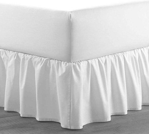 SlumberWell Queen Bed Skirt with Split Corners, Soft Microfiber, 12 Inch Drop, White Solid, Elegant Ruffled Design