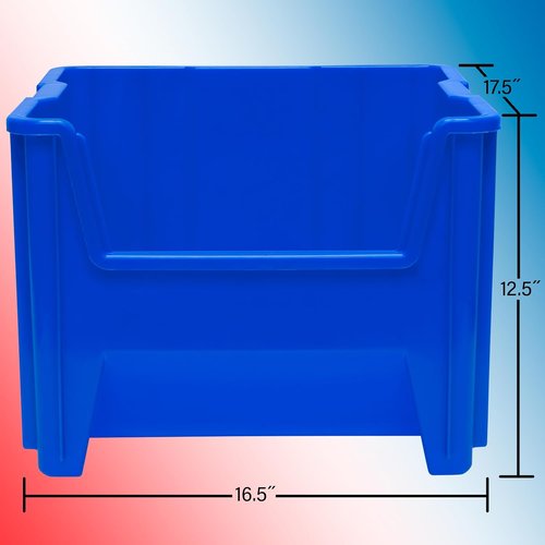 Akro-Mils Stak-N-Store Heavy Duty Stackable Storage Bins - Clear Plastic, 17.5" x 16.5" x 12.5" | 2-Pack
