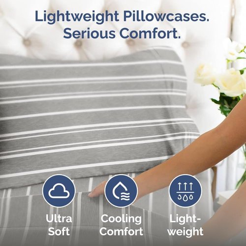 King Standard Pillow Cases - Soft Hotel Quality Covers | Comfy Bedding for All - Set of 4 Grey Stripes