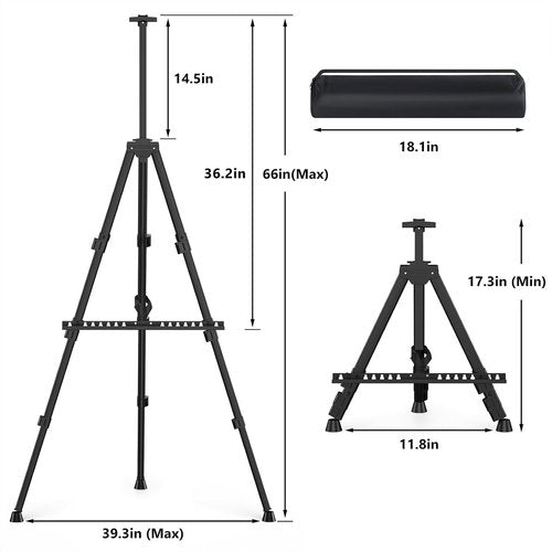 Hemndic 66" Heavy-Duty Easel Stand for Painting - Portable Travel Display Easel (2 Pack)