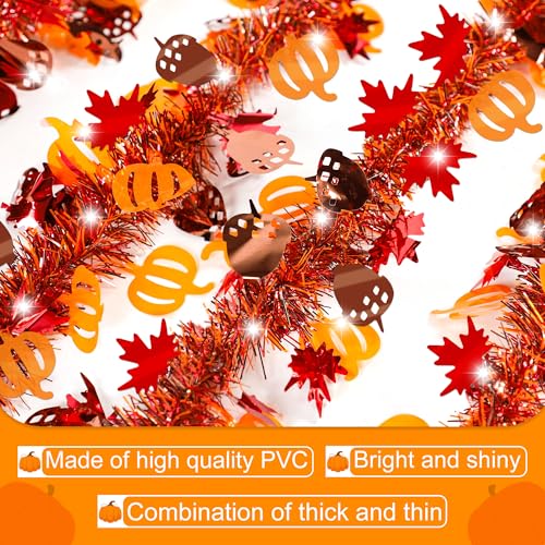 50ft Fall Tinsel Garland with Pumpkin, Acorn & Maple Leaves - Autumn Decor