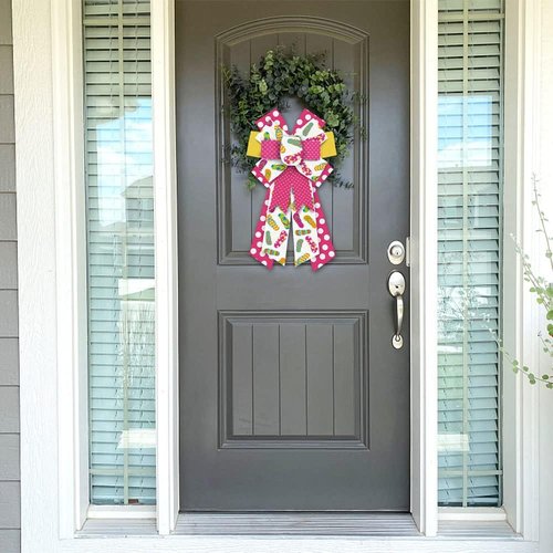 ALIBBON Large Flip Flop Bows - Vibrant Summer Wreath Bows in Red & Yellow | Perfect for Indoor & Outdoor Decor