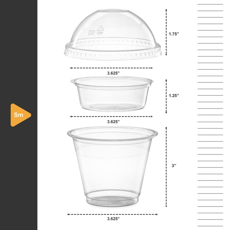 ELEGANT DISPOSABLES 9 oz Plastic Parfait Cups with 2 oz Inserts & Lids 50, Sets 9 OUNCE Yogurt Containers
