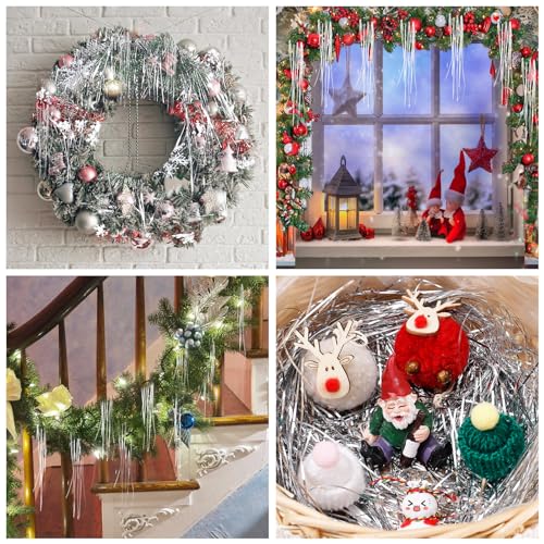 Silver Tinsel Icicle Strands for Christmas Tree Decor - 5000 Strands, 19 Inch