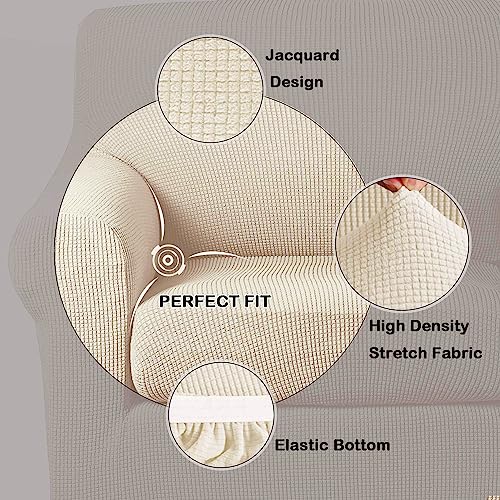 2-Piece Stretch Armchair Slipcover with Cushion Cover - Jacquard Fabric
