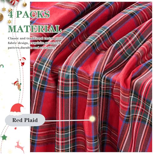 Christmas Table Runner Red Plaid 13x84 Inch - 4 Pack Holiday Decor - DrumaBee