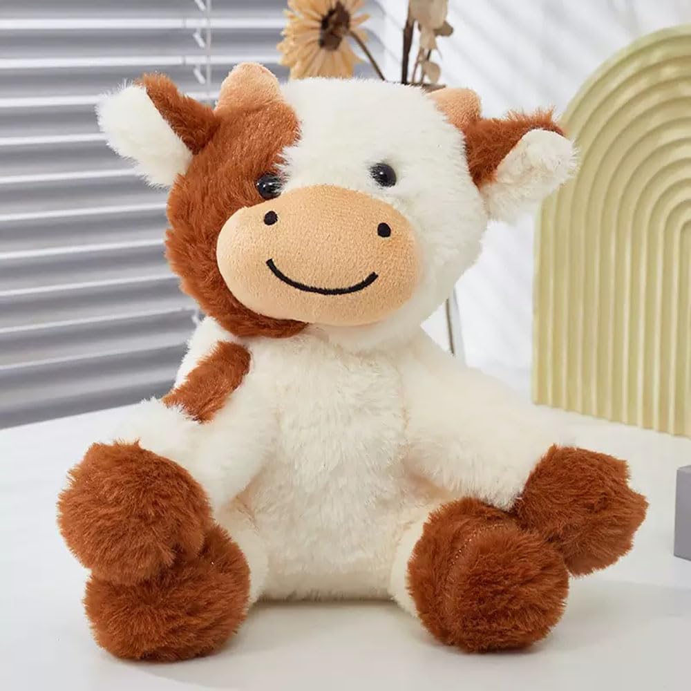 YUKOUQIAN Cow Plush Doll Toy - Cute 8-Inch Stuffed Animal for Girls & Boys | Perfect Christmas Gift