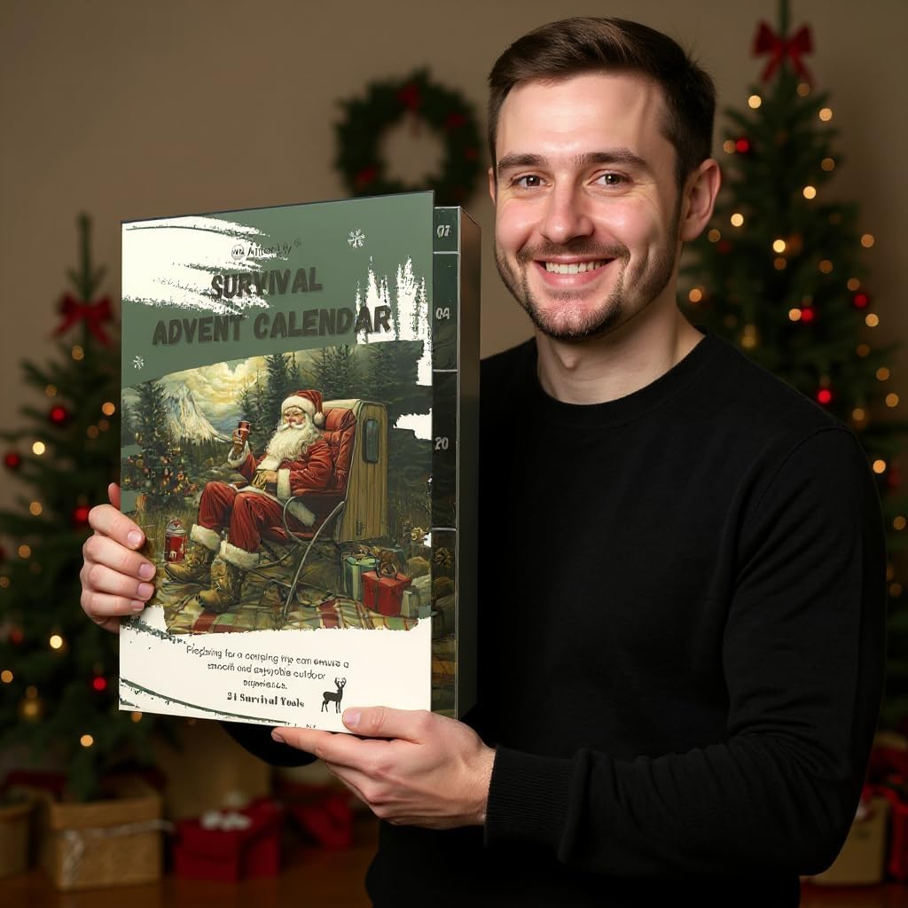 Survival Advent Calendar - 24-Day Countdown Kit for Men & Teens | Perfect Xmas Gifts for Outdoor Adventures