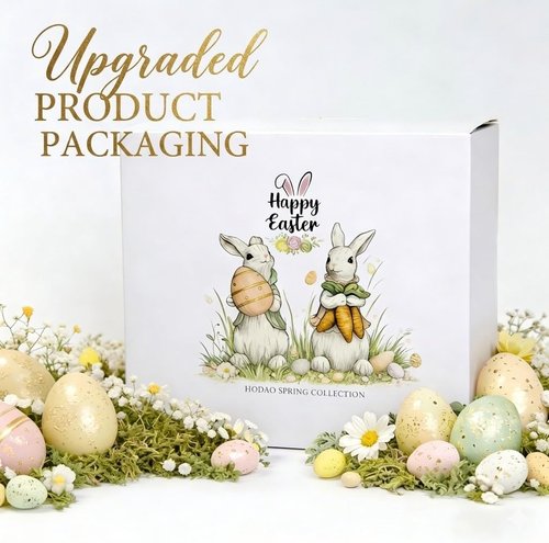 Hodao Easter Bunny Decorations - Spring Home Decor Bunny Figurines | Set of 2 White Rabbits