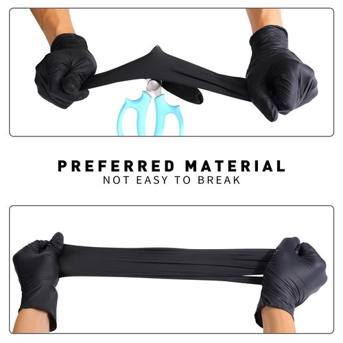 LW Concept Disposable Nitrile Gloves, Chemical Resistant, Powder-Free, Latex-Free, Non-Sterile, Food Safe, 5 Mil, Black, 1000-Count (Small)
