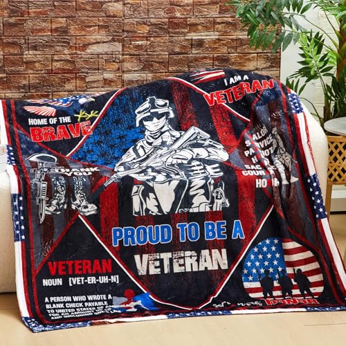 Proud Veteran Blanket 60x50 Inches - 4 Pack, Patriotic Gifts for Men, Vietnam & Military Retirement