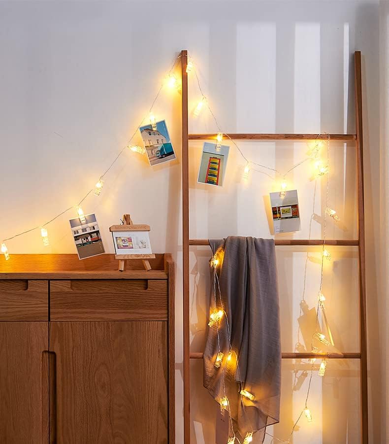 Skiennix 50 LED Photo Clip Starry Lights - Remote-Controlled Fairy Twinkle Lights | 16.4ft Warm White for Home Decor & Festivals