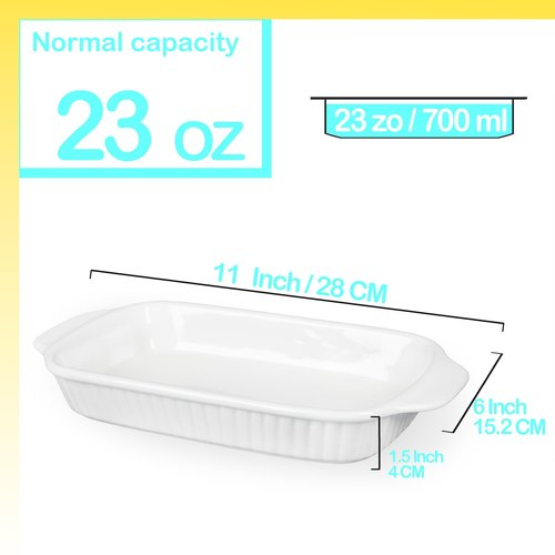 dingdaer Small Au Gratin Baking Dish, Ceramic Casserole Dishes 9 x 6, Set of 4, 23 Oz with Handles, Pans Set for Oven Roasting for 1 or 2 person servings, Lasagna, Pie, Gratin, for Kitchen, Home