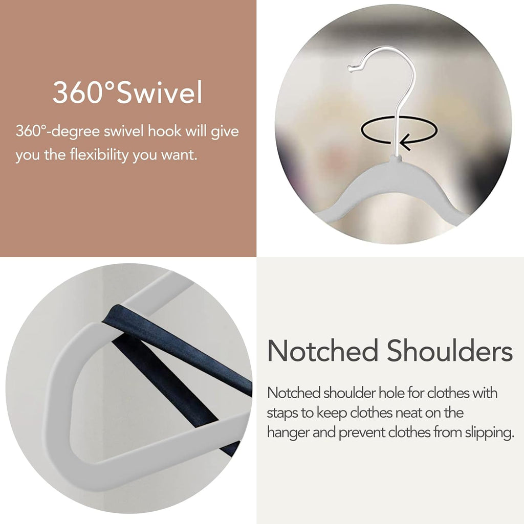 Ultra-Thin Plastic Clothes Hangers by [Brand Name] - Space-Saving Non-Slip Design | 50 Pack, 17.7 Inch, Grey