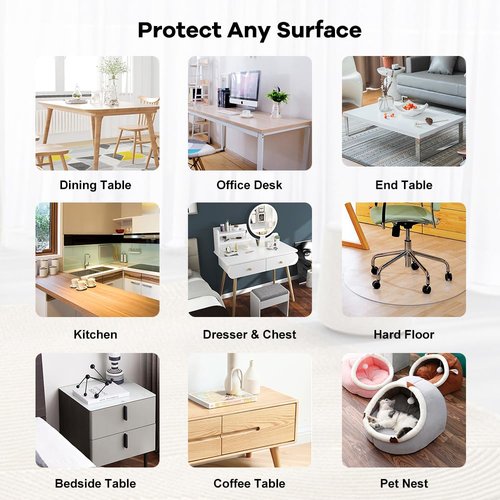 38x63 Inches Rectangular Crystal PVC Dinner Kitchen Table Cover Protector Transparent Plastic Desk Protector Desk Mat Vinyl Table Cloth Writing Meeting Desk Bar Contertop Cover Pad Easy Clean Non-slip