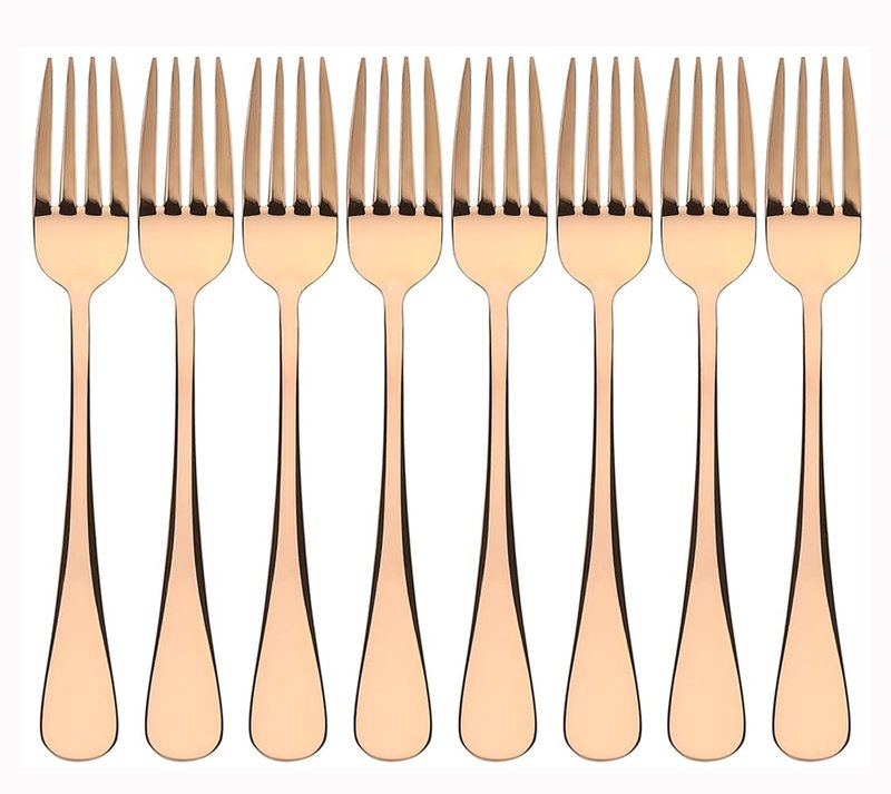 Rose Gold Salad Forks Set of 8, Stainless Steel Silverware Flatware Forks, Appetizer Dessert, 6.7 Inches, Mirror Finish and Dishwasher Safe