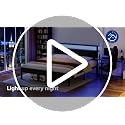 OLEVS King Bed Frame with Charging Station & RGB LED Lights - Black, Modern Platform Bed