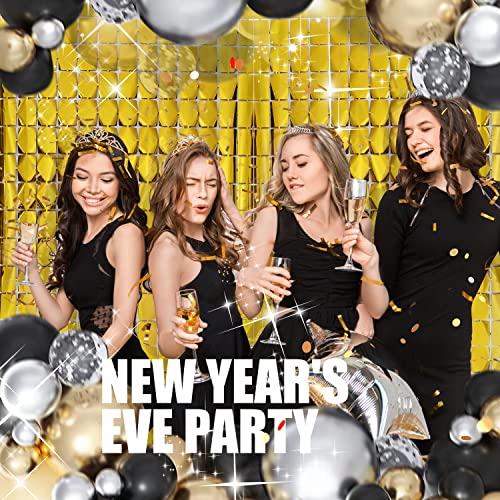 Gold Shimmer Wall Backdrop Curtains - 2-Pack 3.3x6.6 Ft Party Streamers