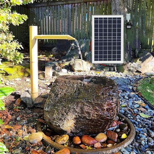 Solar Bamboo Water Fountain, Handcrafted Zen Garden Decor 70x45cm