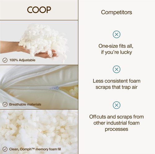 Coop Home Goods Original Adjustable Throw Pillow Inserts, Pack of 2, White, 20x20 Inches, Couch and Decorative Pillows with Memory Foam Fill