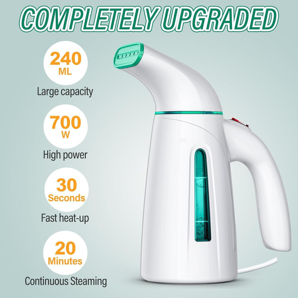 OGHom Handheld Clothing Steamer - 700W Portable Travel Steam Iron with 240ml Capacity (Teal)