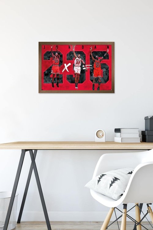 Trends International Michael Jordan - Six Wall Poster, 14.725" x 22.375", Bronze Framed Version