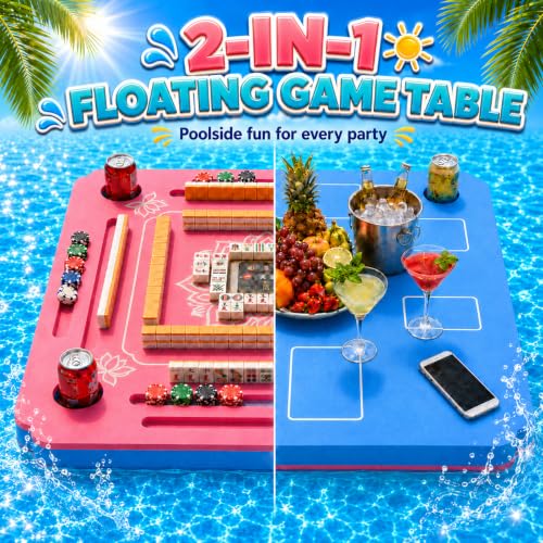 31.5-Inch Floating Mahjong and Card Game Table for Pool and Hot Tub