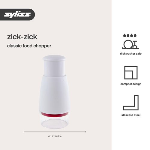 Zyliss Zick Zick Classic Food Chopper - Manual Food Chopper - Onion, Tomato & Vegetable Cutter - Stainless Steel & Dishwasher Safe Food Dicer - White, 9"- Zick Zick 2.0