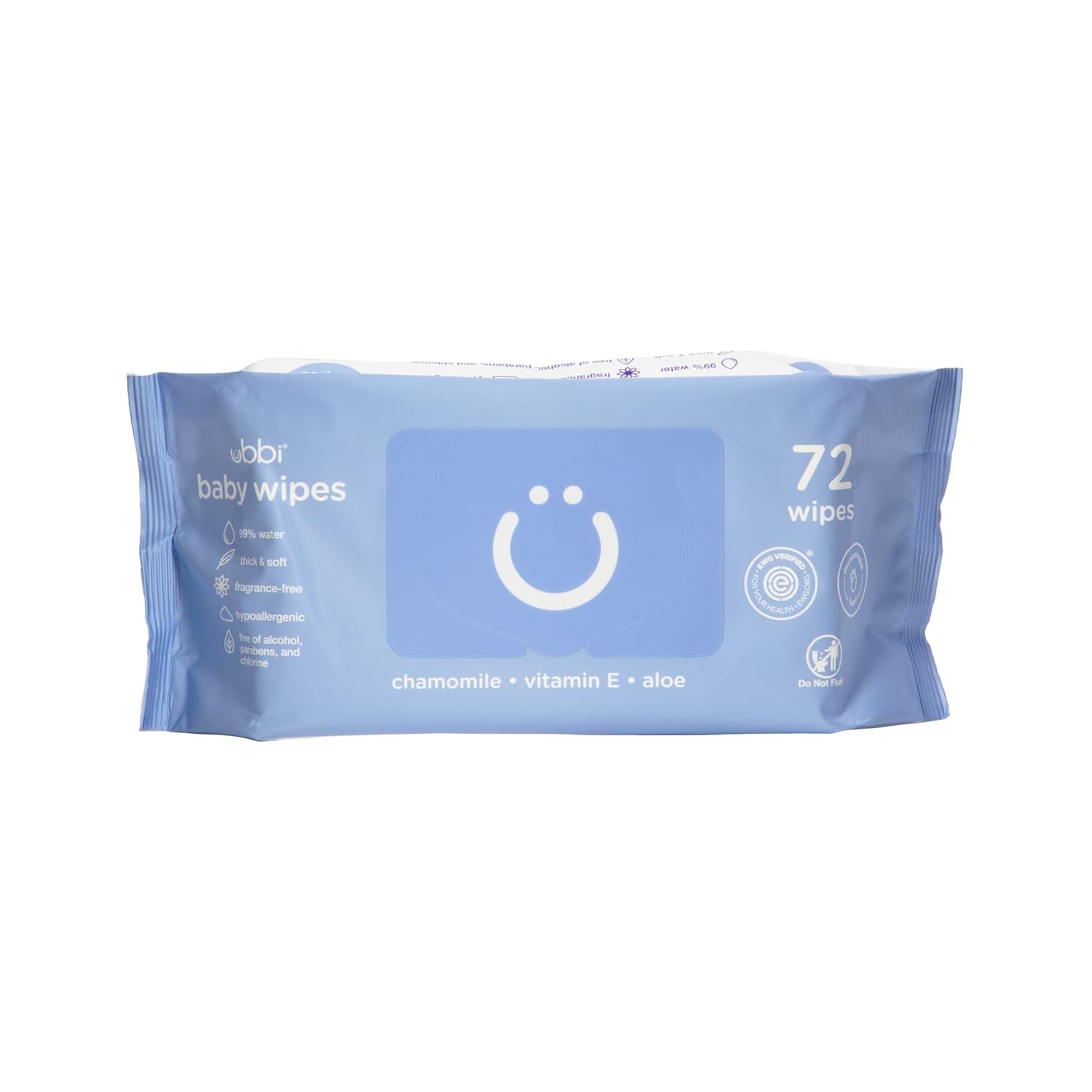 Ubbi Fragrance-Free Baby Wipes - Hypoallergenic, Plant-Based & EWG Verified | 99% Water-Based, 3 Pack (216 Wipes)