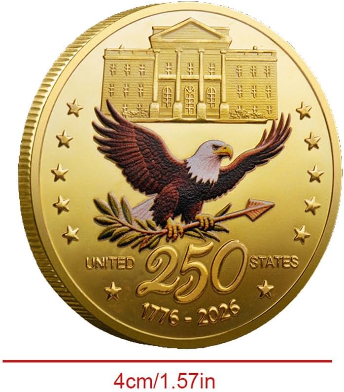 U.S. Army Commemorative Gold-Plated Challenge Coin - Double-Sided Military Collectible for Veterans, 1776-2026
