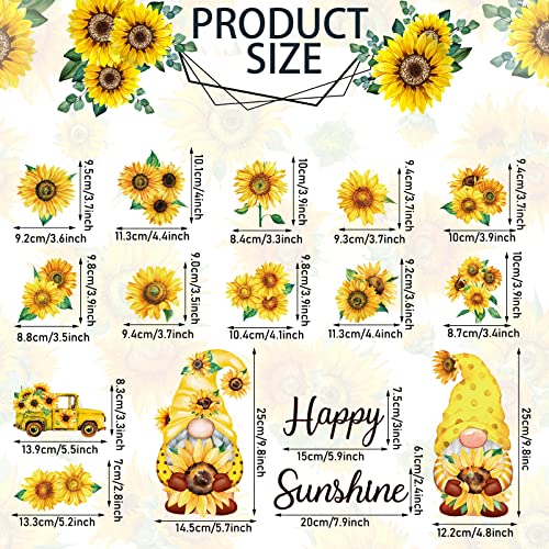 Sunflower Gnome Refrigerator Magnets Set - 16 Decorative Metal Fridge Decor