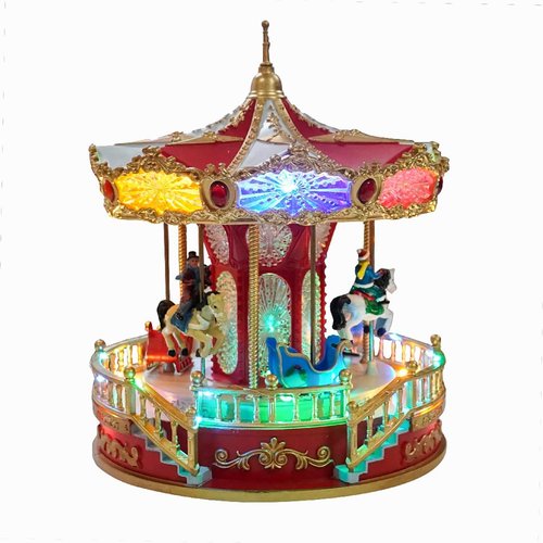 Animated Christmas Carousel by [Brand Name] - Musical LED Lights | Festive Home Tabletop Decoration