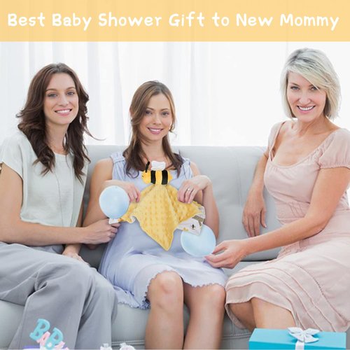 BORITAR Baby Security Blanket - Soft Unisex Lovey for Newborns | Snuggle Toy Bee Stuffed Animal, 14 Inch, Yellow
